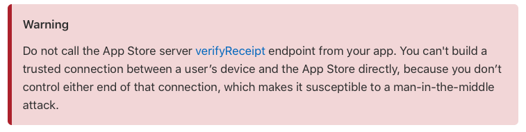 苹果官方强调：“不要直接在 App 中验证收据”