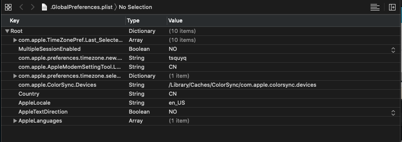 macOS 使用了一个专用字段保存国家代码